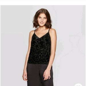 Womens VNeck Velvet Burntout Tank Top